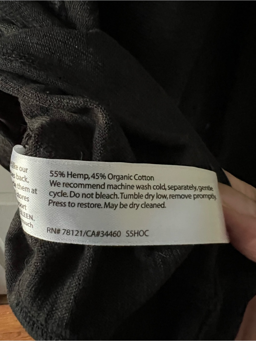 LIKE NEW! — Eileen Fisher Black V-Neck Short Sleeve Dress (Hemp/Organic Cotton) - Picture 4 of 4